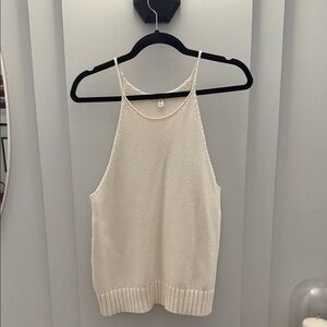Cotton and silk  Cream Knit Tank Top